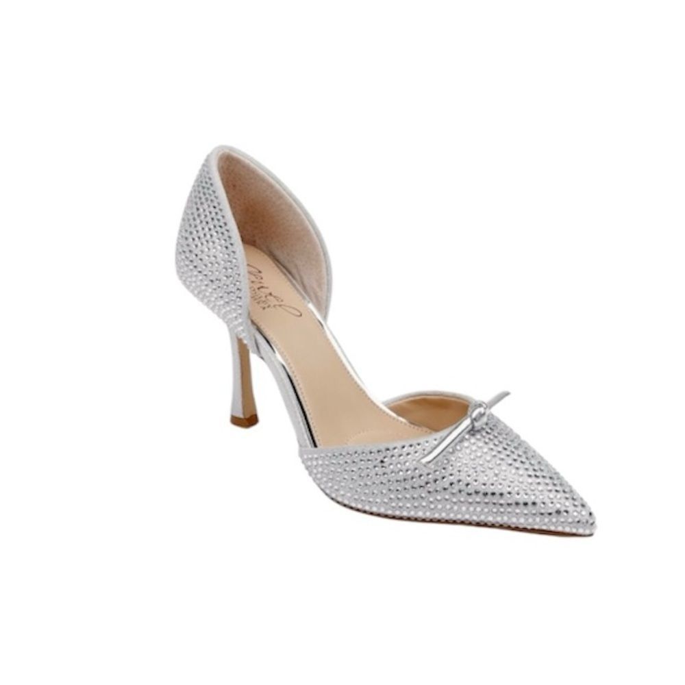 Jewel Badgley Mischka Silver Pump Heels Sz 10